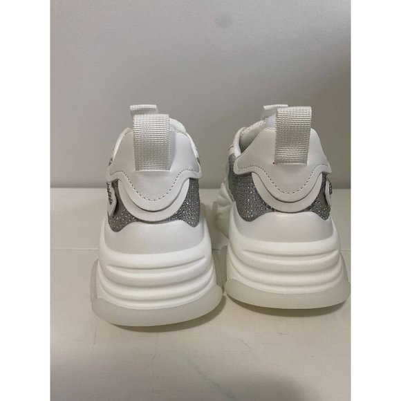 Steve Madden Possession White Rhinestone Embellished Lace Up Sneakers (Size 6) - Picture 7 of 8